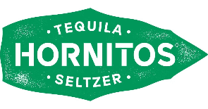 Hornitos Tequila Seltzer logo in green with a leaf-shaped background.