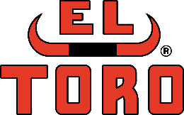 Logo with "El Toro" text and stylized red bull horns design.