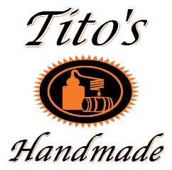 Tito's Handmade Vodka logo with a sunburst and barrel design.