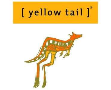 Yellow Tail wine logo featuring an abstract kangaroo illustration.