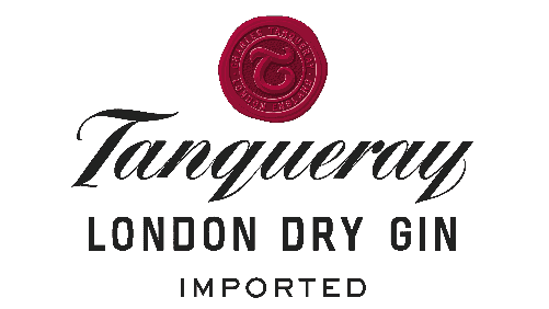 Tanqueray London Dry Gin logo with red wax seal and bold text.